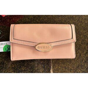 Guess Blush Colored Tri Fold Card Wallet, Fold Over Magnetic Closure, NWT